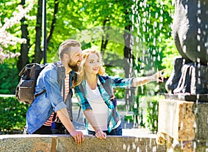 Young loving couple having date in the city.