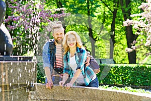 Young loving couple having date in the city.