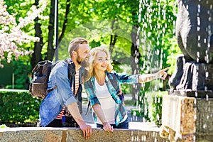 Young loving couple having date in the city.