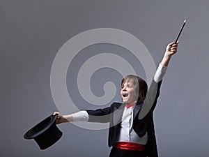 Young magician performing a trick