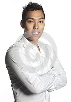 Young malay executive worker in white shirt