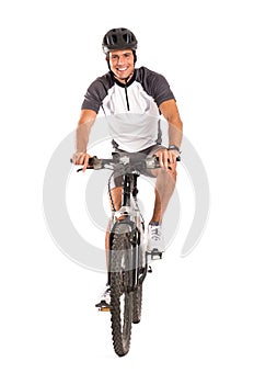 Young Male Cyclist On Bicycle