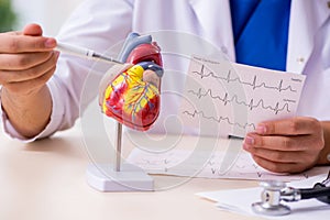 Young male doctor cardiologist working in the clinic