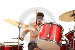Young male drummer
