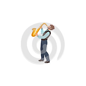 Young male jazz musician playing saxophone vector illustration