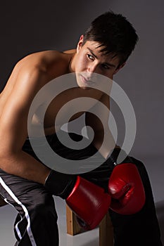 Young male kickboxer