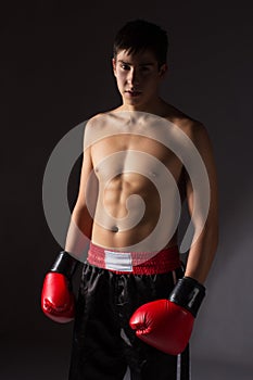 Young male kickboxer