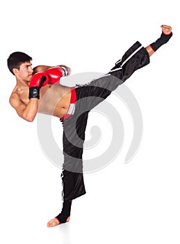 Young male kickboxer