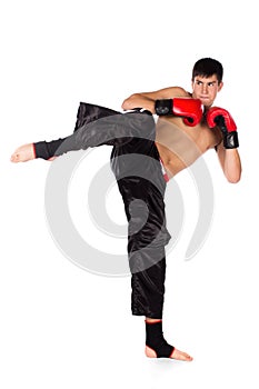 Young male kickboxer