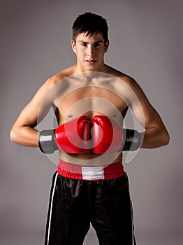 Young male kickboxer