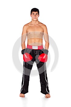 Young male kickboxer