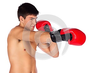 Young male kickboxer