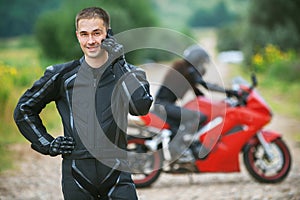 Young male motorcyclist