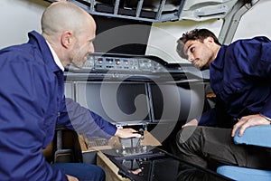 Young male pilot training