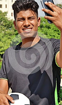 Young Male Soccer Player Selfie