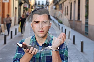 Young male stressed out by social media