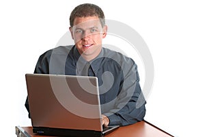 Young male working on laptop