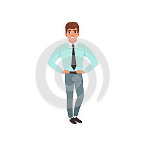 Young man, academic student, stage of growing up concept vector Illustration