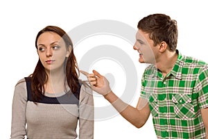 Young man arguing with his girlfriend