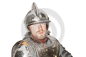 Young man in armor during a Historical enactment