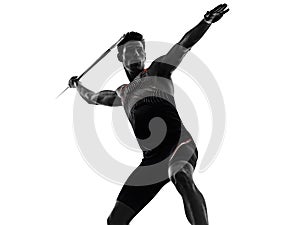 Young man athletics Javelin athlete isolated white background
