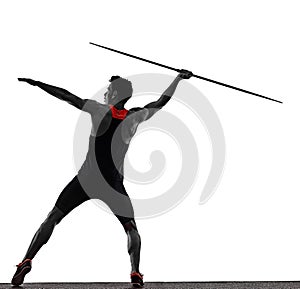 Young man athletics Javelin athlete isolated white background