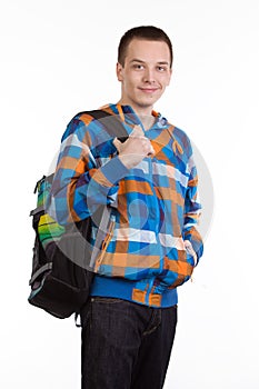 Young man with backpack