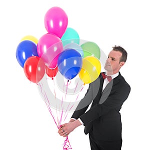 Young man with balloons