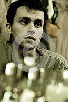 Young man in bar