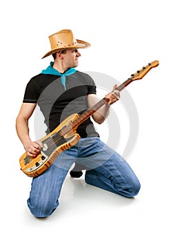 Young man with bass guitar