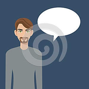 Young man beard bubble speech icon