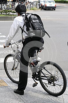 Young man on a bicycle