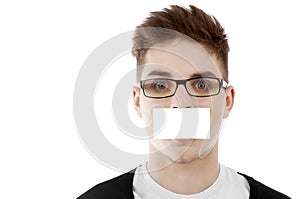 Young man with blank bussinesscard