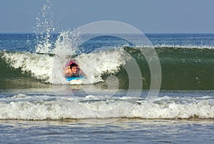 Young man on a boogie board