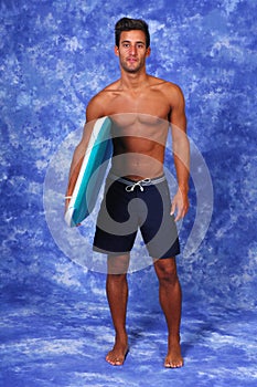 Young man with a boogie board