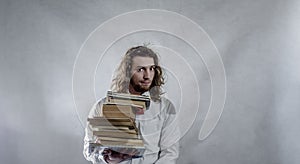 Young man with books