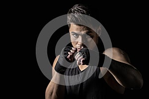 Young man in in boxing stance