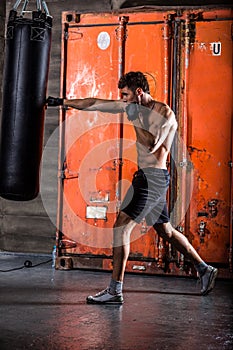 Young man boxing workout