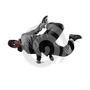 Young man breakdancing