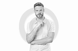 young man with bristle isolated on white. man with bristle on background. man with bristle in studio. man with bristle photo