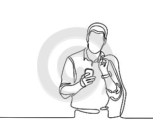 Young man browsing cell phone