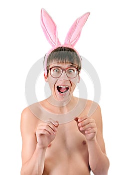 Young Man in Bunny Ears photo