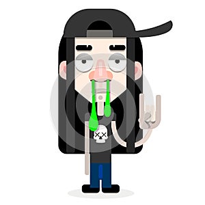 A young man in cap .Vector illustration