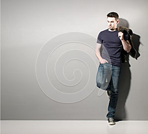 Young man in casual wear with copyspace
