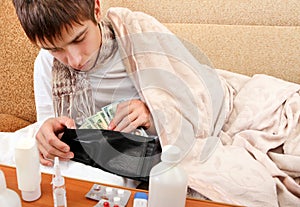 Young Man check the Wallet