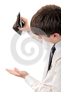 Young Man Checking Empty Wallet