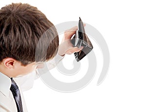 Young Man check Empty Wallet