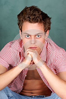 Young man with chequered shirt