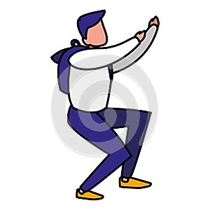 Young man climbing character