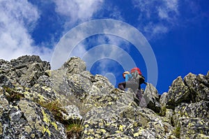 Young man climbing